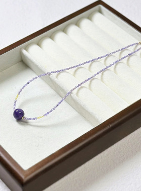 天然紫水晶项链女浪漫优雅轻奢水晶球项链紫色锆石锁骨链原创设计