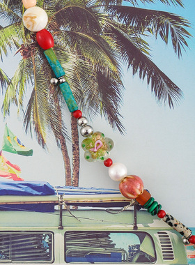 乐园童趣彩色天然石串珠项链时尚蘑菇琉璃手作小众ins多巴胺饰品