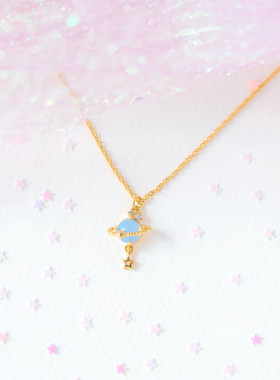 原创ins小众设计浪漫星球吊坠项链简约百搭锁骨链颈链饰品