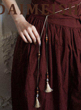 新款复古流苏木珠小吉象长款项链轻奢小众高级感多戴叠带毛衣链