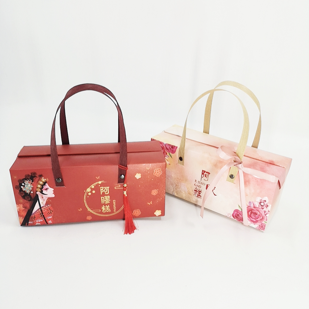 一斤装阿胶糕包装盒礼盒套装手提袋年货礼品袋包邮定制（10个装） - 图3