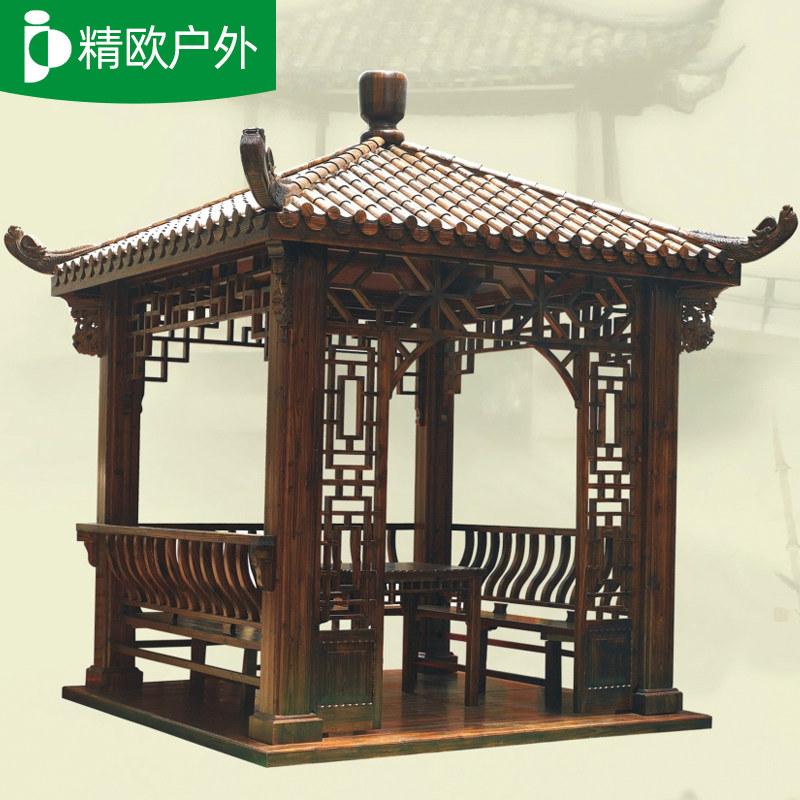 凉亭户外庭院实木别墅六角亭防腐木亭子露台花园古建小木屋遮阳棚_虎窝淘