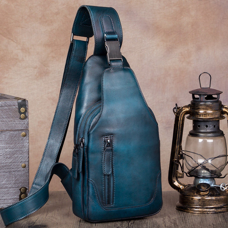 男士包包手工皮包男头层牛皮斜挎包 sophmoda男士包袋