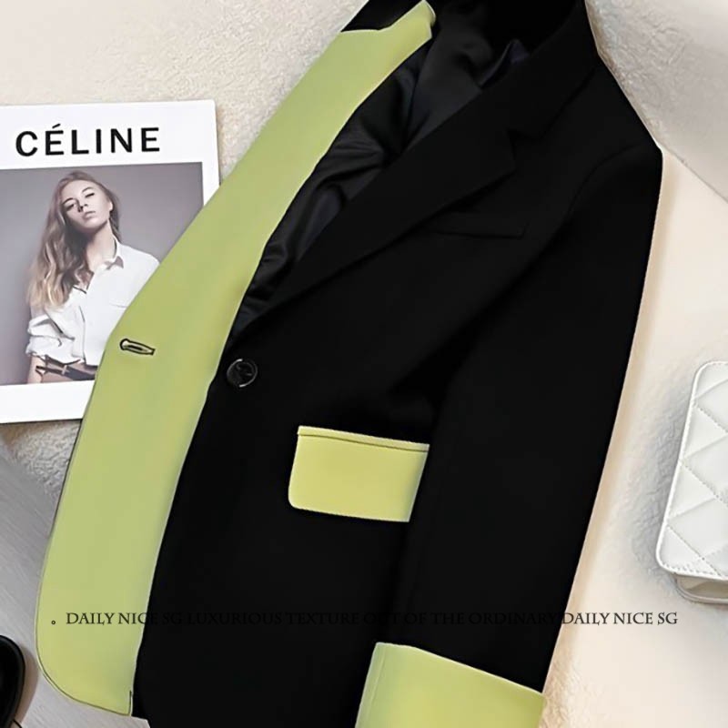 春季新款洋气百搭小香风设计感拼色长袖显瘦小西装外套女西服外搭,淘宝优惠券,粉丝福利购,淘宝优惠卷