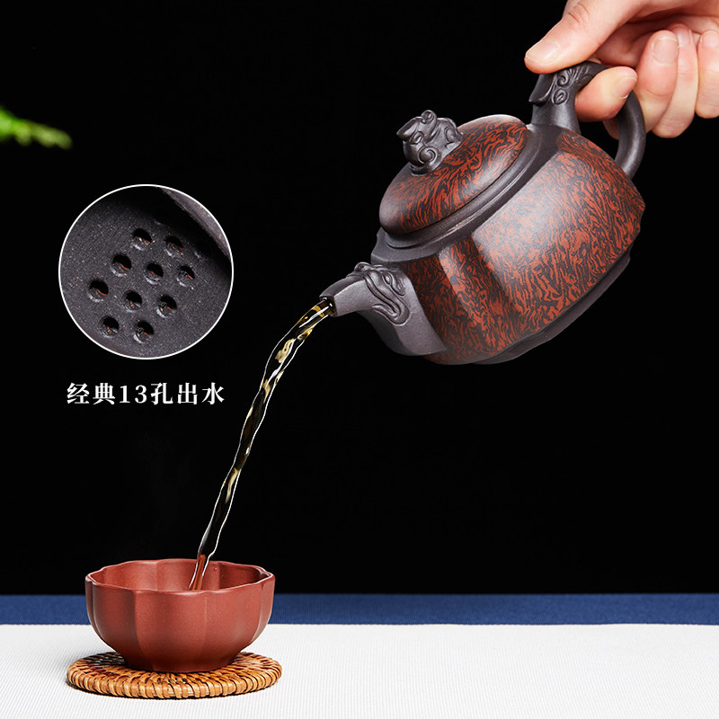 Zun Hu Yixing Purely Handmade Clay Dragon Zun Purple Clay Pot