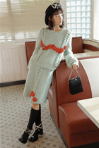 2023 New law style design feeling small crowdflower sweater covered hip half body dress woman two-piece suit Spring and autumn