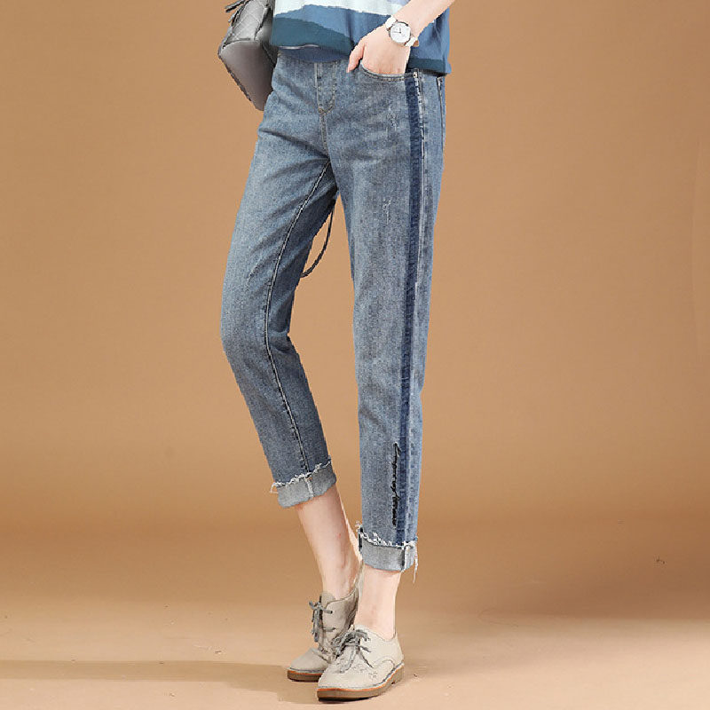 阿玛施松紧腰女士2020年新款牛仔裤 zhenya臻娅牛仔裤
