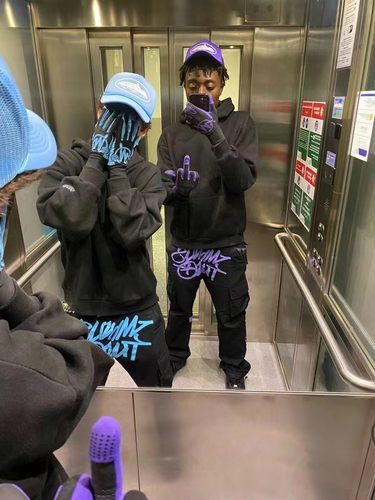 Minustwo cargos欧美y2k印花拼接工装裤男高街长裤ins超火百搭af1 - 图1