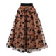 French Retro Fairy Commuting Slim Versatile Printed Large Size High Waist Medium Long Swing A Line Mesh Skirt for Women