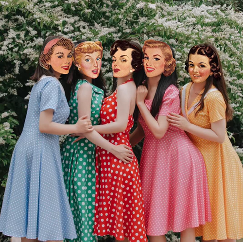 赫本小众复古港风80年代感红波点年会舞蹈表演晨袍大摆收腰连衣裙 - 图0