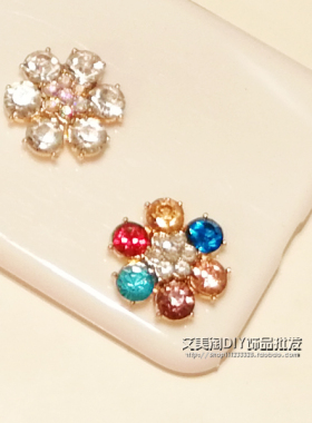 合金满钻花朵手机壳饰品摆件