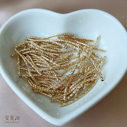 BJ23刻面螺纹弯直管S管保色14K包金手工diy饰品配件串项手链 材料 - 图1