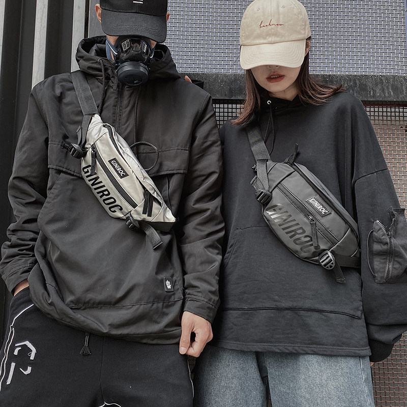 潮牌ins运动小背包女男士斜挎包 满江红箱包胸包