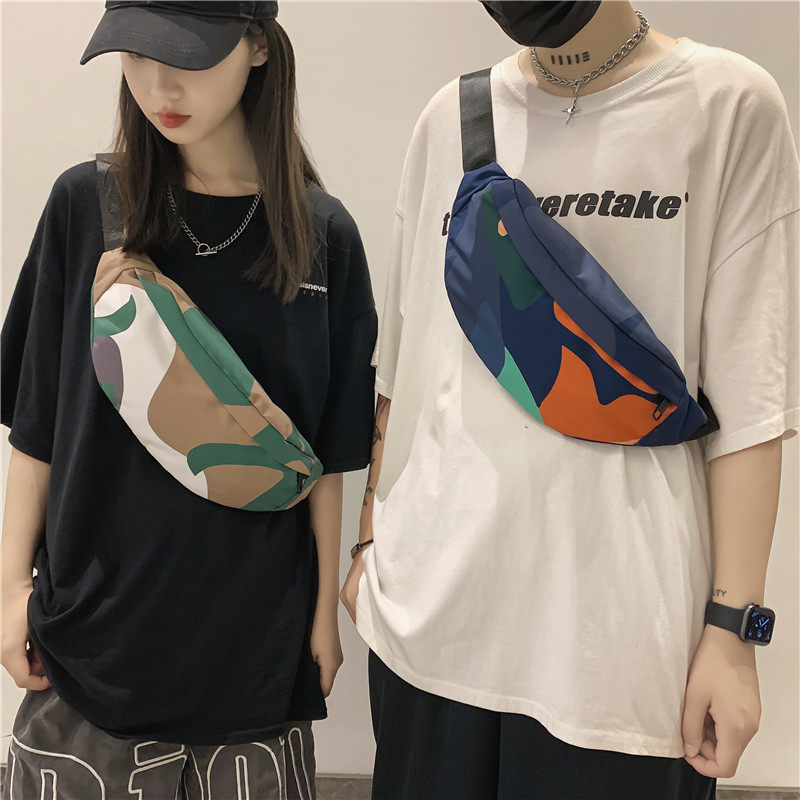 潮牌ins超火学生韩版运动女斜挎包 满江红箱包男士包袋