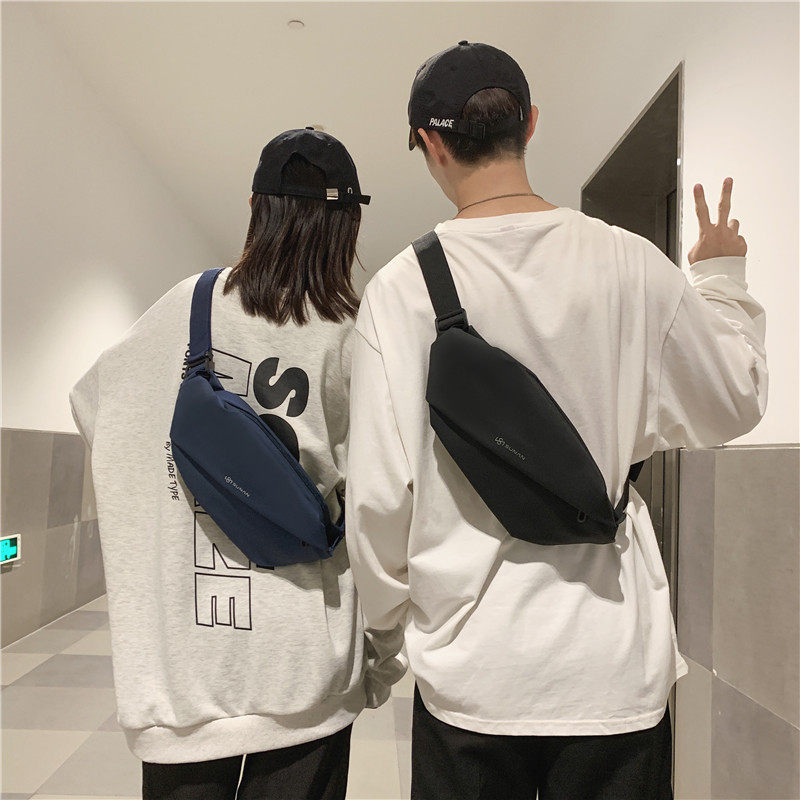 潮牌日系胸包男士ins简约女单肩包 满江红箱包男士包袋