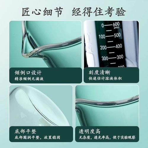 欣维尔玻璃烧杯高硼硅加厚双刻度低型烧杯50/100/250/500/1000ml - 图2