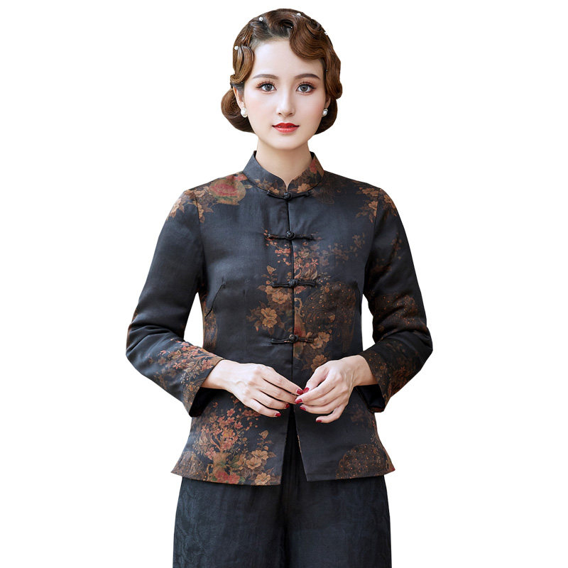 唐颜2020新款秋冬季真丝夹棉香云纱 唐颜上衣