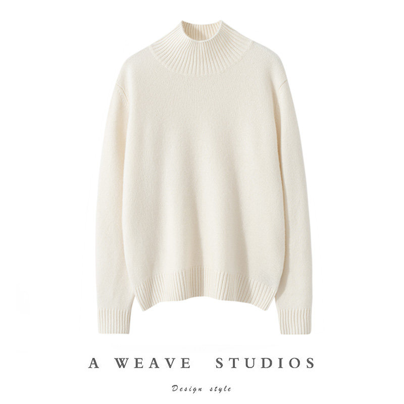 秋冬季新款100纯山羊绒半高领长袖加厚毛衣女显瘦百搭套头针织衫,淘宝优惠券,粉丝福利购,淘宝优惠卷