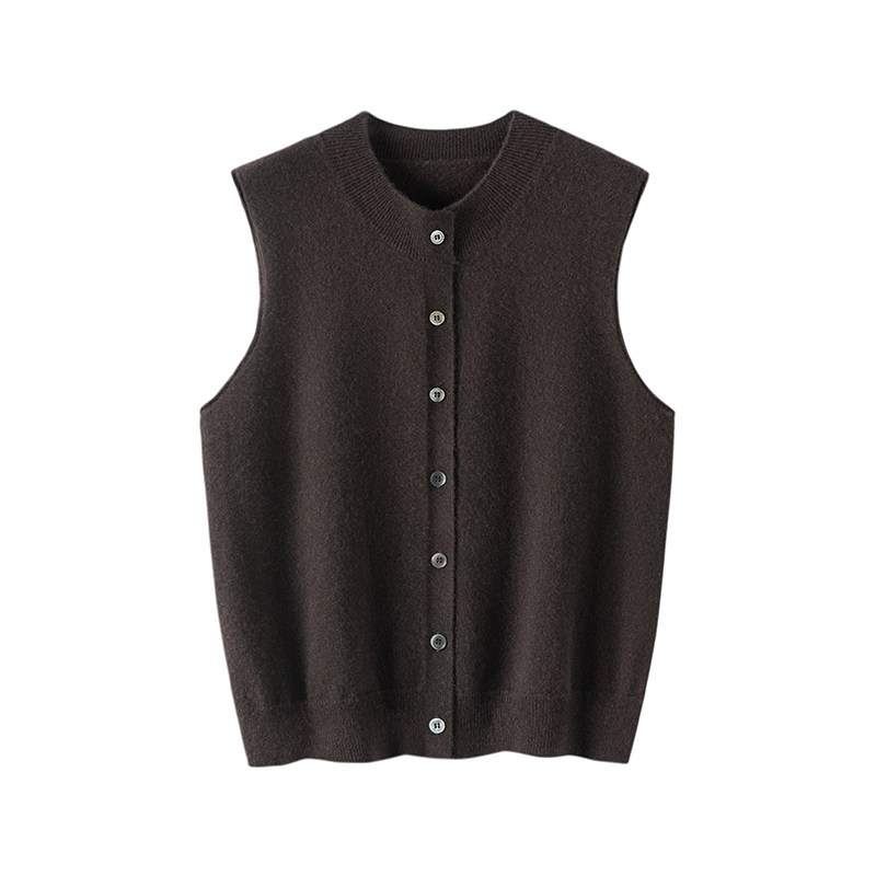 100纯山羊绒圆领开衫背心女秋冬新款高级感百搭外穿无袖毛衣马甲,淘宝优惠券,粉丝福利购,淘宝优惠卷