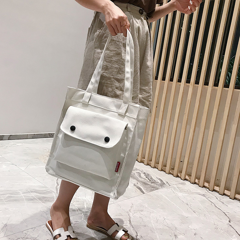 gucen旗舰店ins大容量帆布包女斜挎包小方包大学生上课装书单肩日系帆布袋3