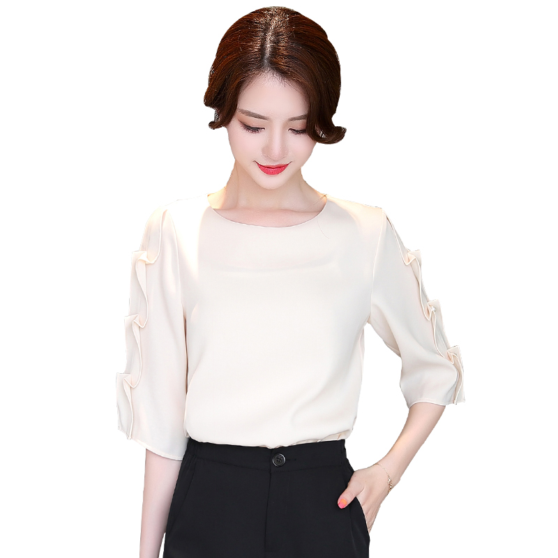 nexthot旗舰店雪纺衫短袖女夏季女装新款上衣韩版宽松气质很仙的女士衬衫潮3