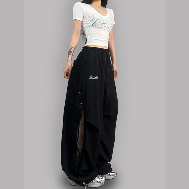 ROKBBK-K/Buhan street dance trendy brand lace hollow sweatpants women's loose casual hip-hop jazz trousers