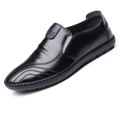 男士防滑豆豆鞋软底牛皮休闲鞋