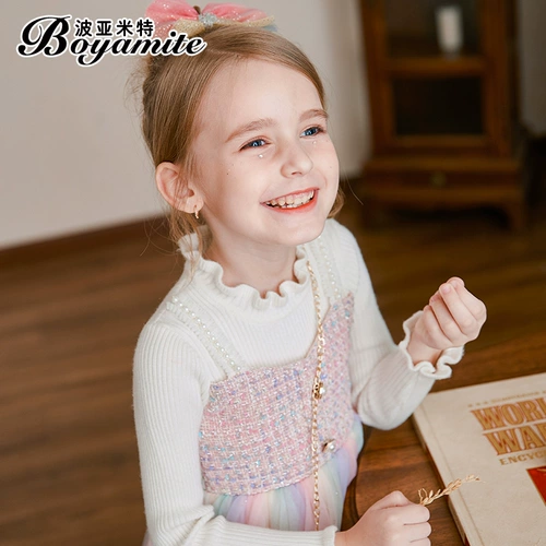 Демисезонный наряд маленькой принцессы, трикотажная детская радужная юбка на девочку, шерстяное платье, коллекция 2021, в западном стиле, в стиле Шанель