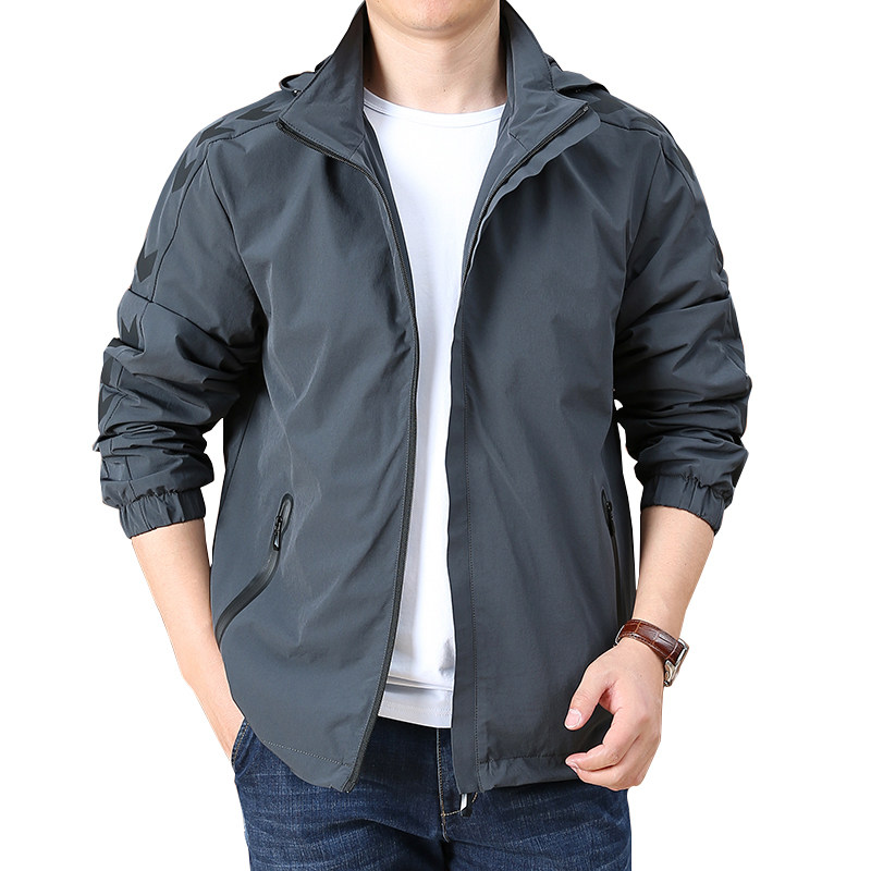 吉普盾男装休闲纯色男士春秋季夹克 能天服饰夹克