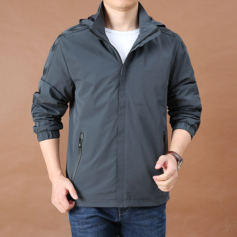 吉普盾男装休闲纯色男士春秋季夹克 能天服饰夹克