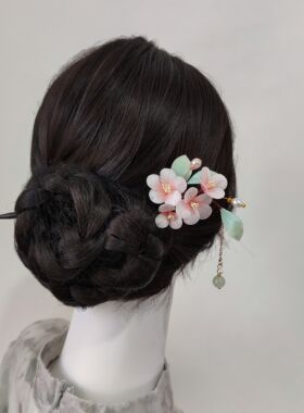 『芊羽』卿子手作原创设计汉服配饰古风发簪粉色桃花流苏仙气日常