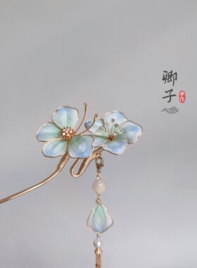 『问蝶』卿子手作原创设计非遗绒花蝴蝶汉服发簪古风头饰步摇流苏