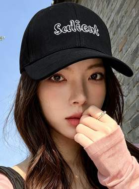 韩版字母刺绣棒球帽女黑色大头围显脸小百搭鸭舌帽遮阳帽男女通用