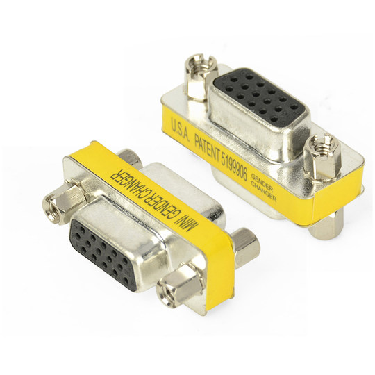 VGA对接头母对母直通双母头电脑显示器连接线转换接头母口 公对公 公对母270度 90度