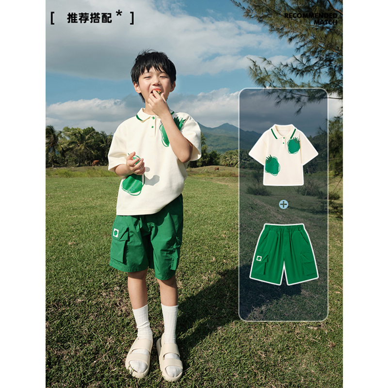 [亲子装]gxgkids童装儿童Polo衫24夏新品男童母子短袖长袖T恤卫衣 - 图1