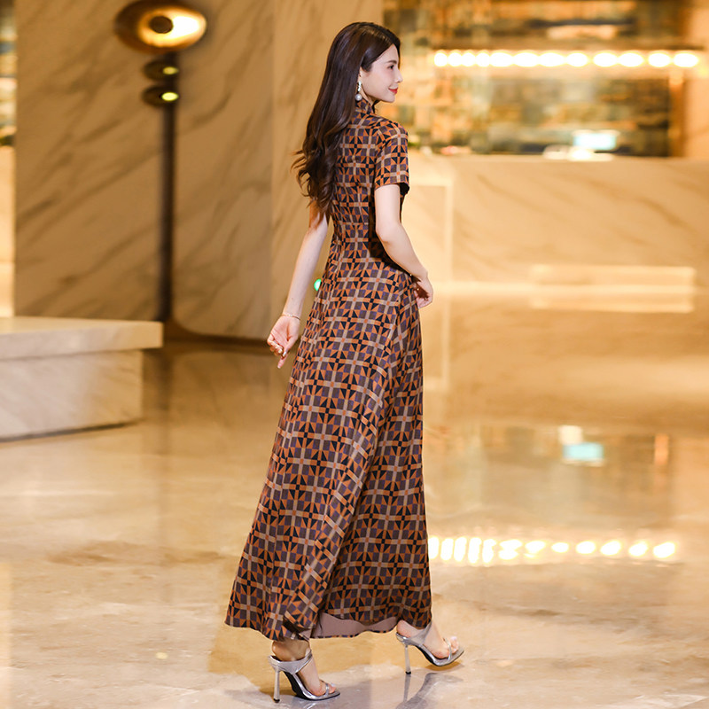 新中式国风连衣裙改良旗袍女夏季2026新款奢华气质收腰超长裙1978
