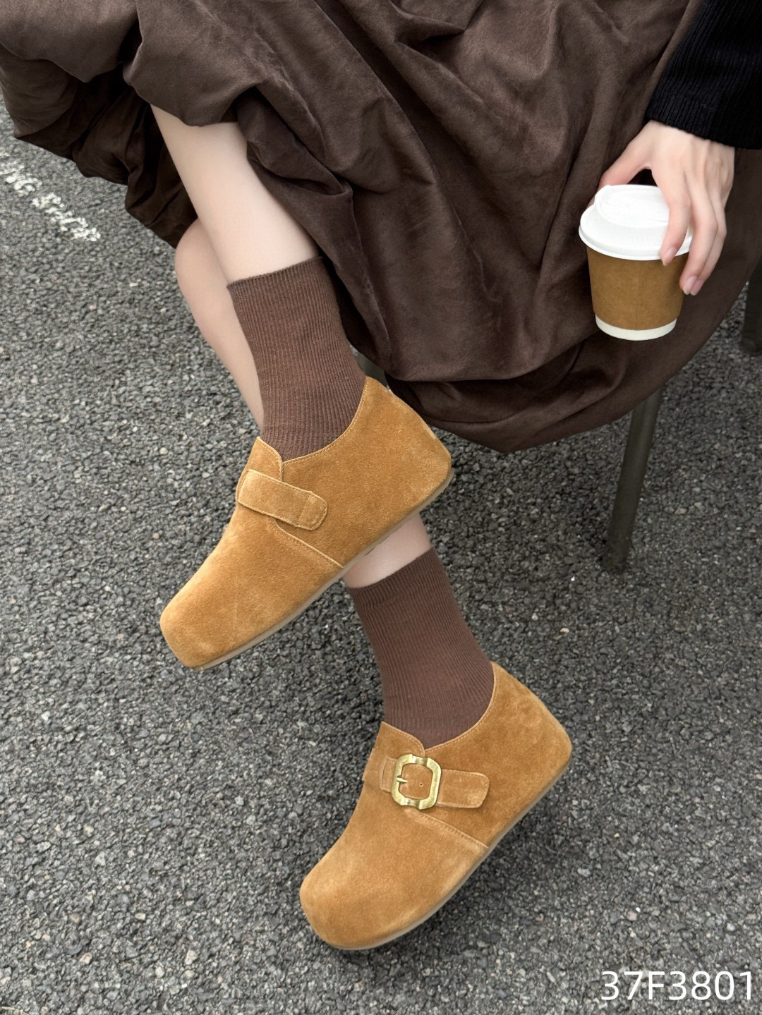 欧洲站2025秋真皮内增高勃肯鞋吐司鞋泡芙鞋圆头休闲舒适女鞋3801 - 图3