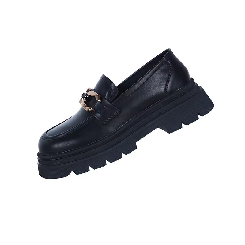 欧洲站2024真皮厚底一脚蹬豆豆鞋乐福鞋复古玛丽珍单鞋女鞋70227,淘宝优惠券,粉丝福利购,淘宝优惠卷