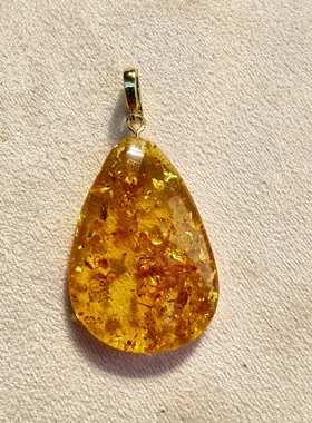 花珀蜜蜡琥珀吊坠，万能扣头