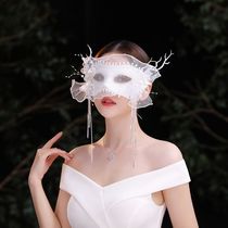 New Internet Red Live Cover Mystic Veil Single Prom Banquet Party Mask Bridal White Photo Ornament