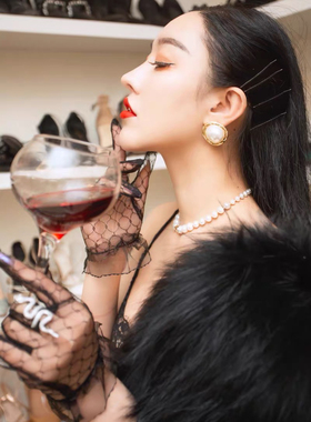 黑色蕾丝网纱新娘拍照搭配礼服