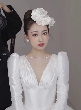 边夹缎面唯美花朵小礼帽新款