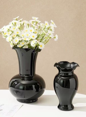 浪漫芬顿中古玻璃花瓶轻奢水养高级插花简约客厅摆件精致小花瓶