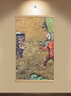 现代奥特曼抽象挂画海报周边过道客厅装饰画实木宿舍挂轴卧室玄关