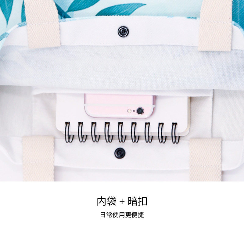 采绎来xMoonade手绘清新插画学生单肩包女潮手提环保帆布袋子AP78_虎窝淘