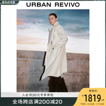 (Zhen Selection Series) UR2023 Autumn Winter New Womens Fashion Stylish Winewear Collar Loose Coat UWT130009