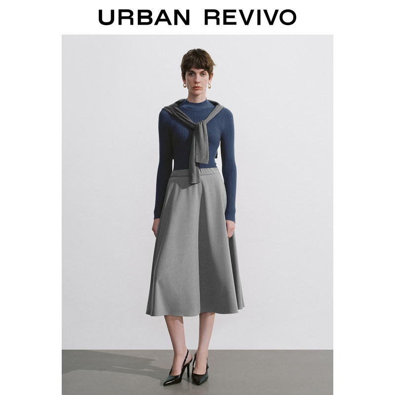 UR2024冬季新款女装简约气质百搭立领修身针织衫UWB940013