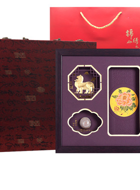 云锦雨花石金箔梅花麒麟装饰南京家居摆件电视柜新中式创意复古