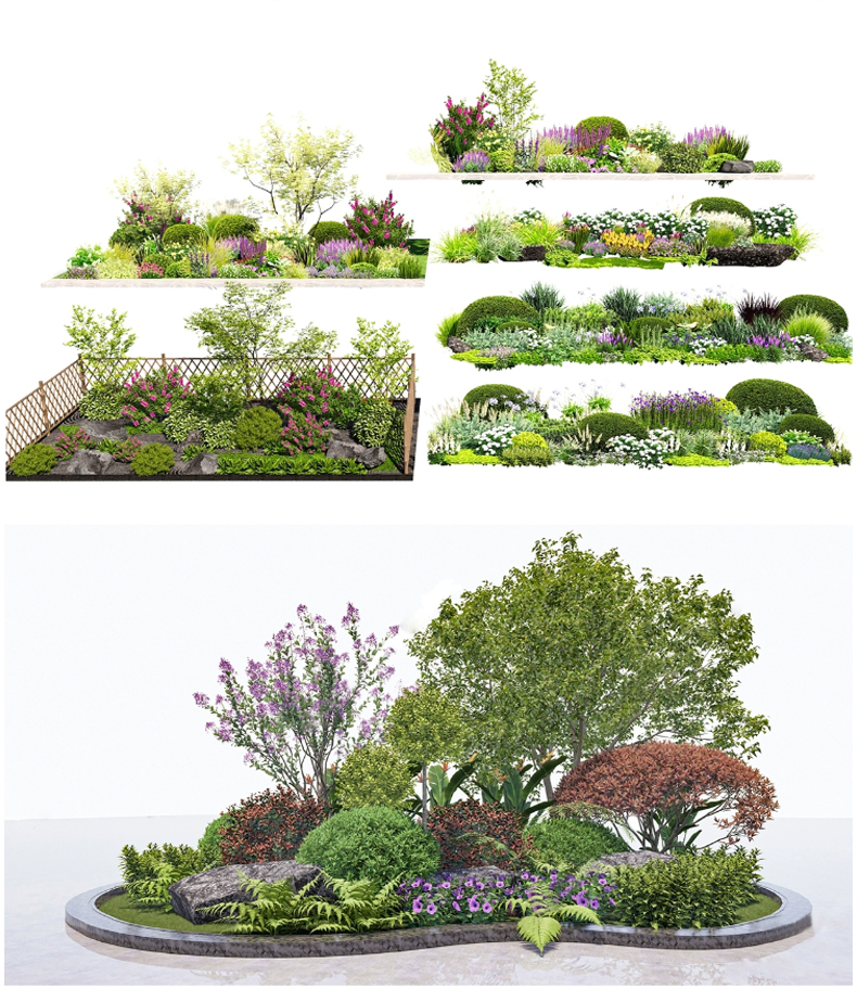 现代园林景观树草图大师SU模型植物组团乔木灌木地被花卉sketchup-图3