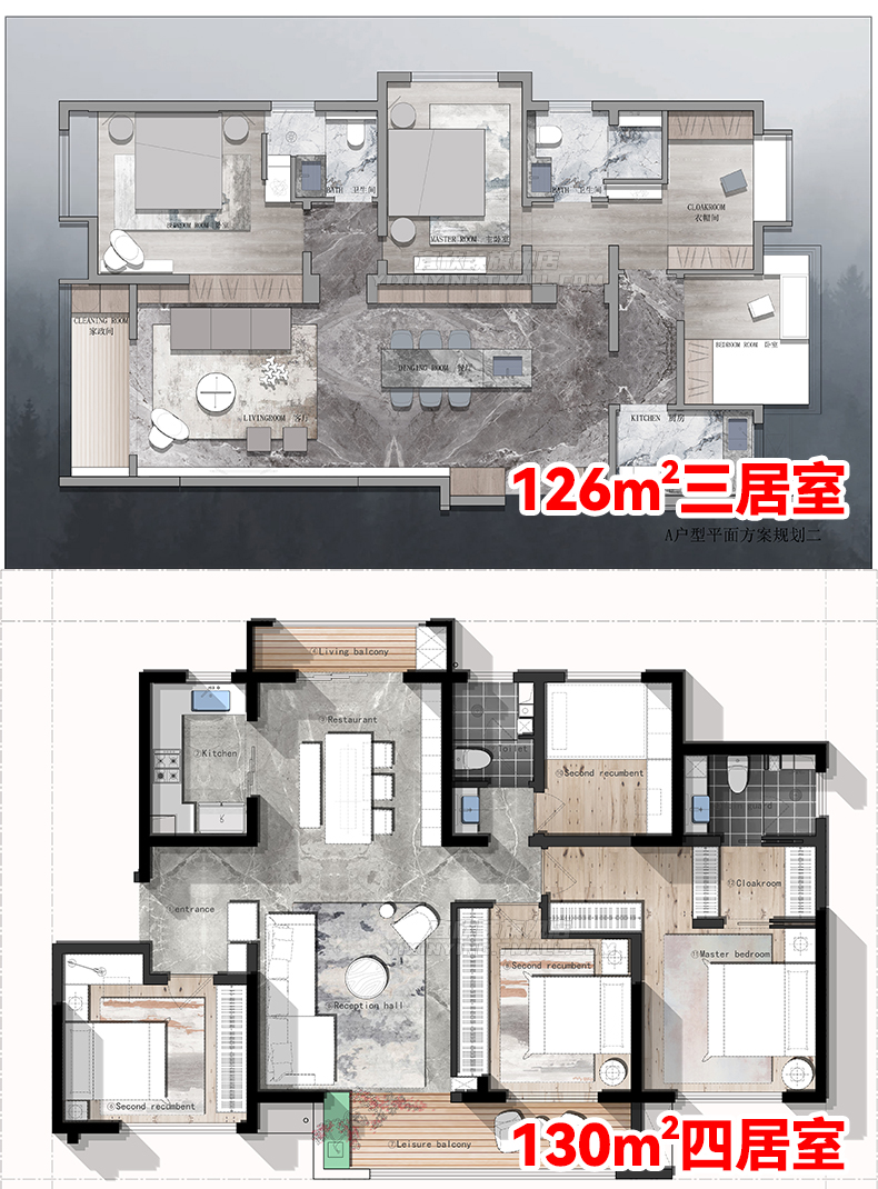 家装户型图室内设计平面优化布局PSD彩平图思路解析图CAD方案合辑 - 图2